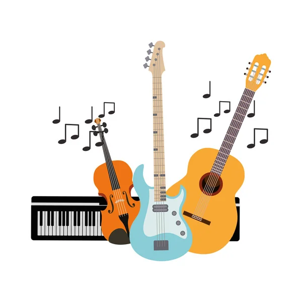 Instrumentos musicais ícone isolado — Vetor de Stock