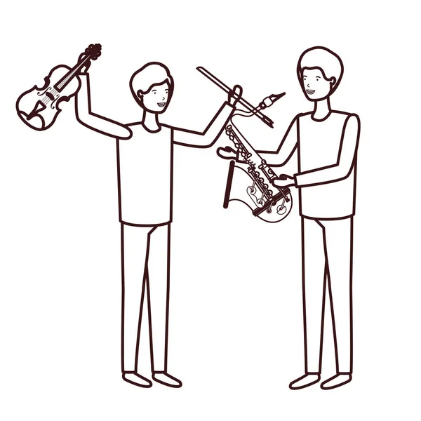 Hombres con carácter de instrumentos musicales — Archivo Imágenes Vectoriales