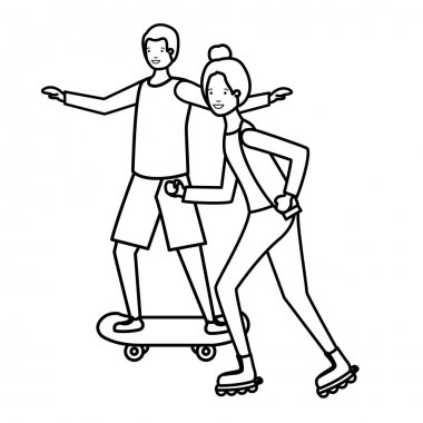 Genç çift spor karakterleri pratik