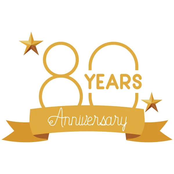 Número 80 para aniversário ícone do cartão de celebração —  Vetores de Stock