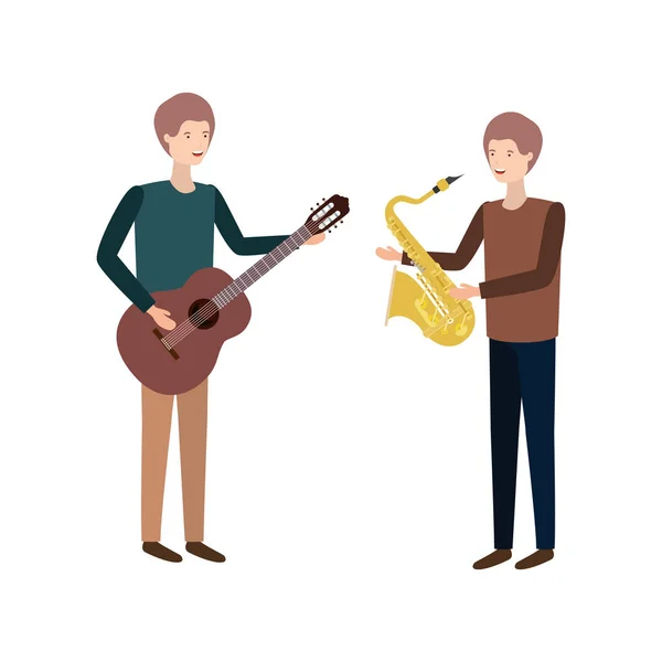 Hombres con carácter de instrumentos musicales — Vector de stock