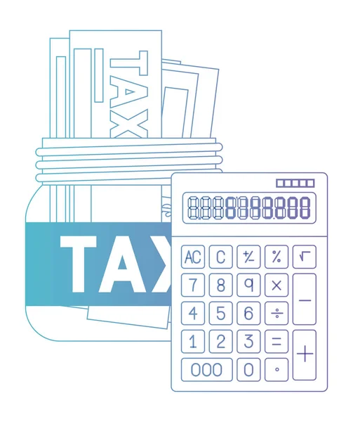 Sklenice s daní a kalkulačkou — Stockový vektor
