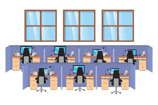 Cubículos de trabajo icono aislado — Vector de stock