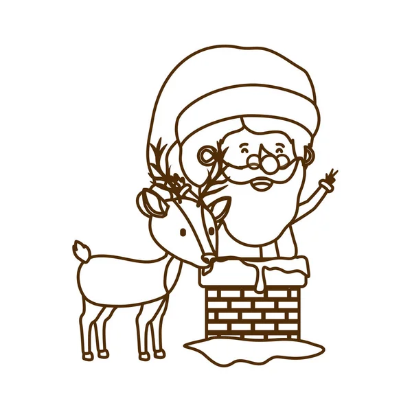 Ren geyiği avatar karakter ile Noel Baba — Stok Vektör