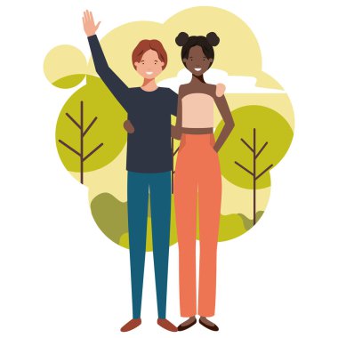 Doğada el sallayan genç bir çift