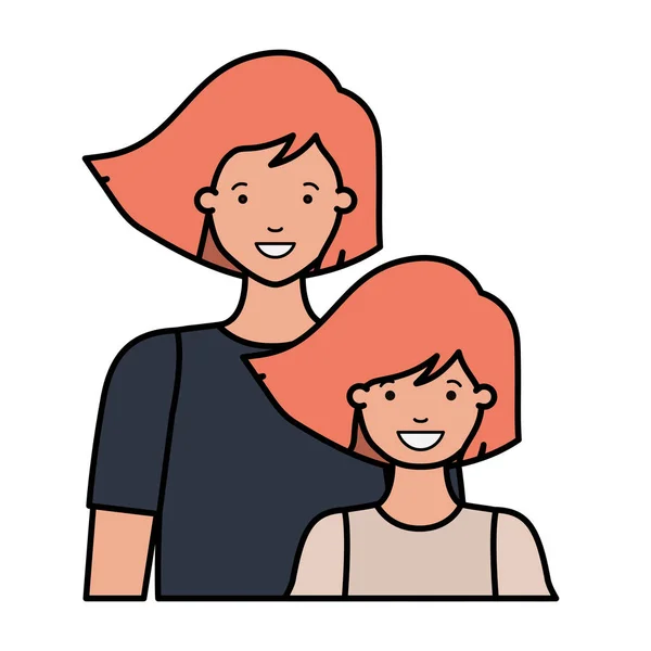 Madre e figlia avatar personaggio in piedi — Vettoriale Stock