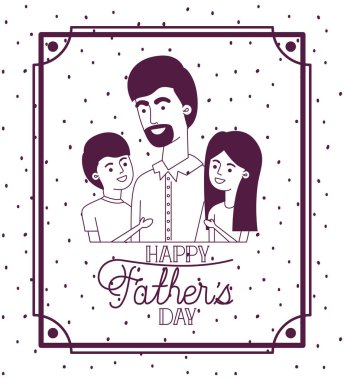 baba ve çocuklar ile mutlu babalar gün kartı