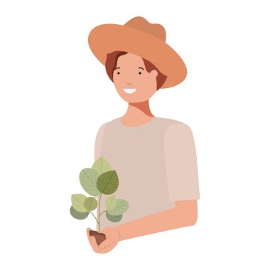 bitki avatar karakter ile genç adam