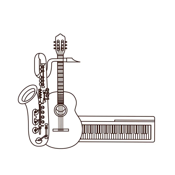 Instrumentos musicais ícone isolado — Vetor de Stock