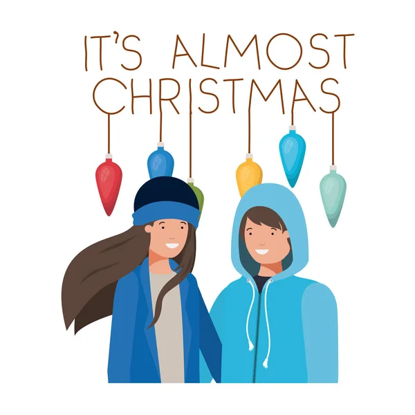 Par med etikett Merry Christmas avatar karaktär — Stock vektor
