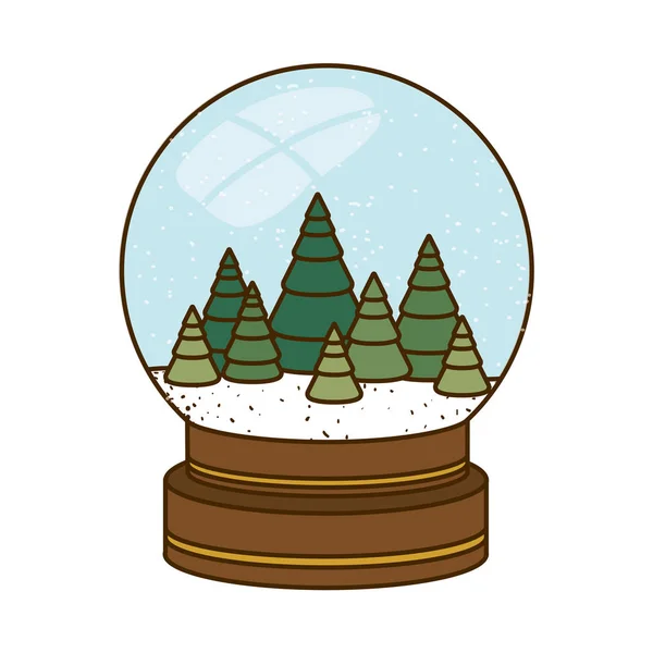 Різдвяна ялинка в кришталевому м'ячі ізольована ікона — стоковий вектор