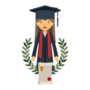 Kadın sertifika avatar karakter ile mezun