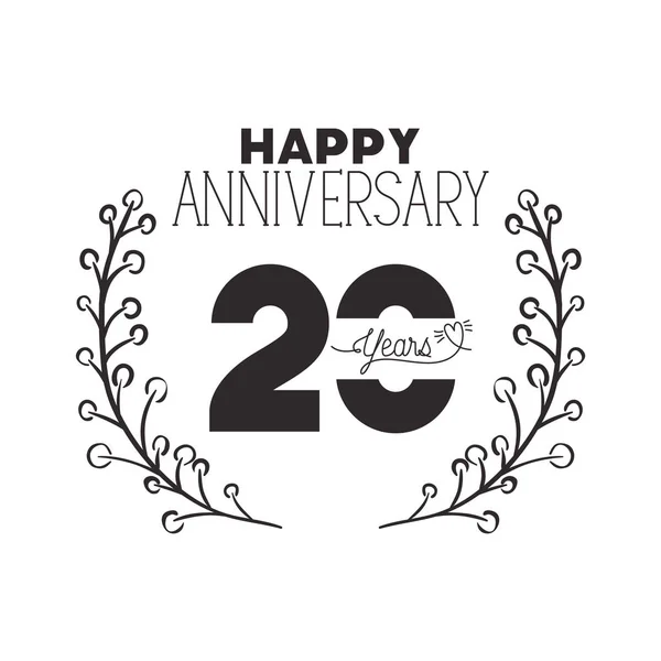 Száma 20 évfordulós ünneplés kártya ikon — Stock Vector