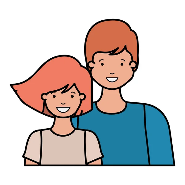 Padre e hija sonriendo carácter avatar — Archivo Imágenes Vectoriales