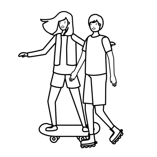 Mladý pár praktikující sportovní postavy — Stockový vektor
