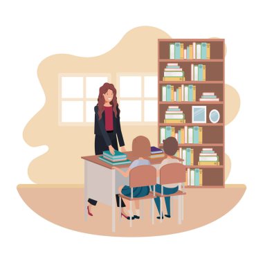 sınıf öğrencileri ile kadın öğretmen