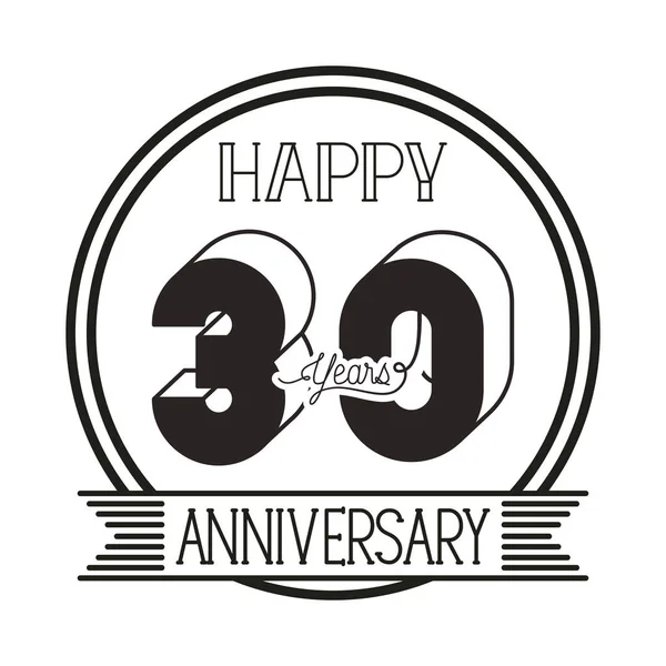 Número 30 para aniversário ícone do cartão de celebração — Vetor de Stock