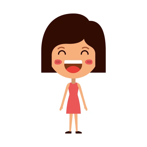 Tecknad kvinna lycklig kawaii karaktär — Stock vektor