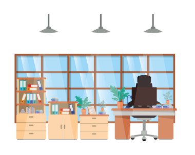 ofis masası ve kitap izole simgesi ile raf