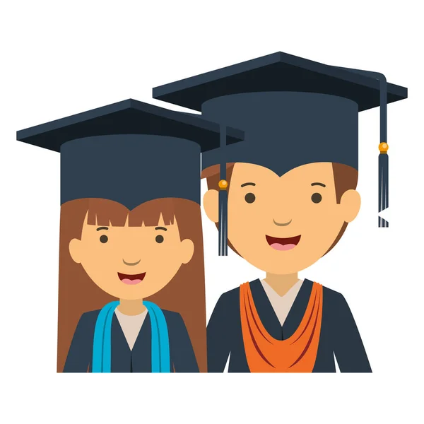 Couple of graduates avatar character — Stock Vector