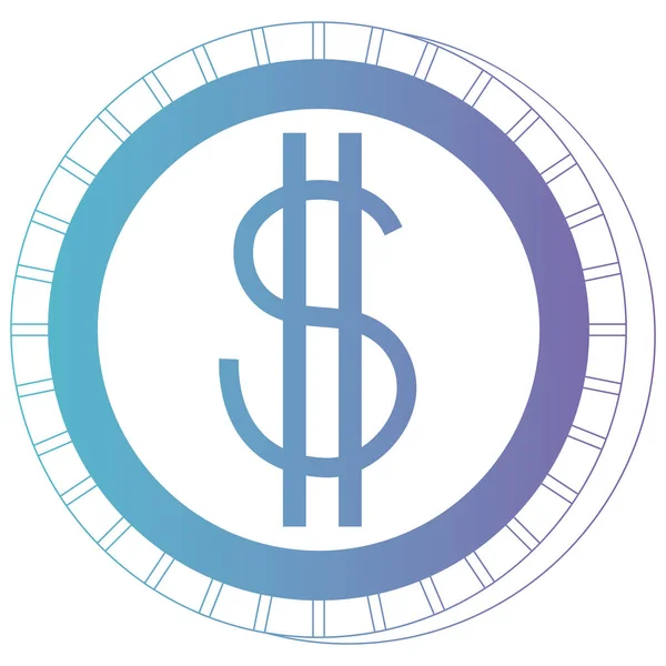 Moneda dinero aislado icono — Vector de stock