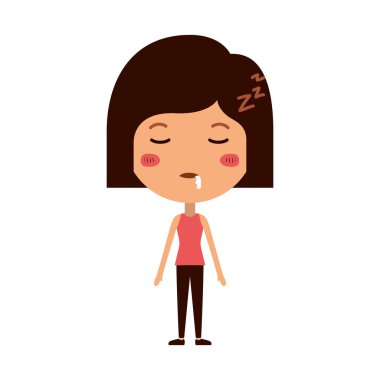 karikatür kadın uyku Kawaii karakter