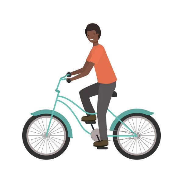 Jonge man met fiets avatar karakter — Stockvector