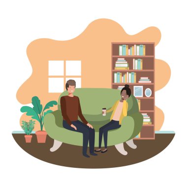 oturma odasında kahve içme çift