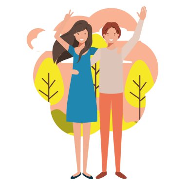 Doğada el sallayan genç bir çift