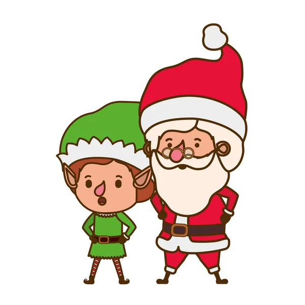 Санта-Клаус з ельфом, що рухається аватаром — стоковий вектор