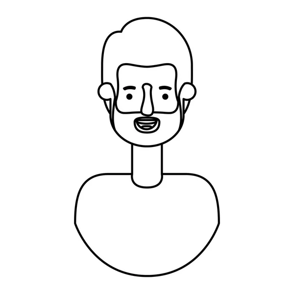 Ung mann med skjegget avatar karakter – stockvektor