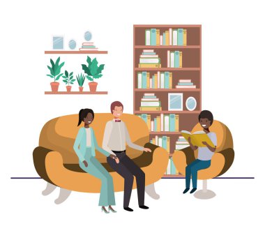 oğlu oturma odası avatar karakteri oturan ile anne-babalar çift