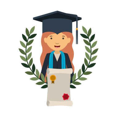 Kadın sertifika avatar karakter ile mezun