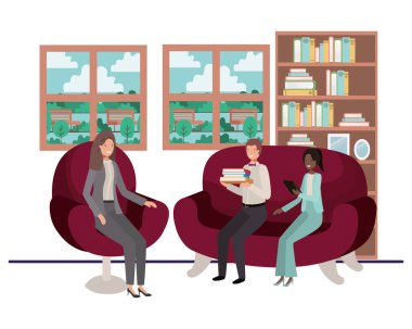 oturma odasında oturan insanlar bussiness Grup