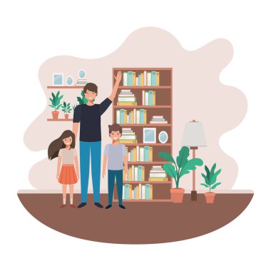 oturma odası avatar karakteri baba ve çocuk