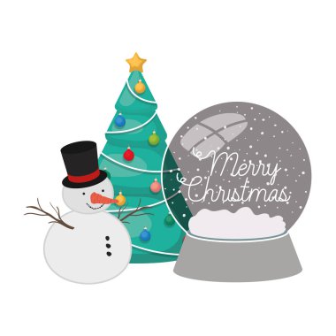 kar adam ile kristal top noel ağacı