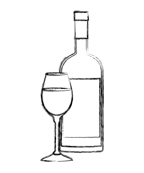 Şarap bardağı ve şişe simgesi — Stok Vektör