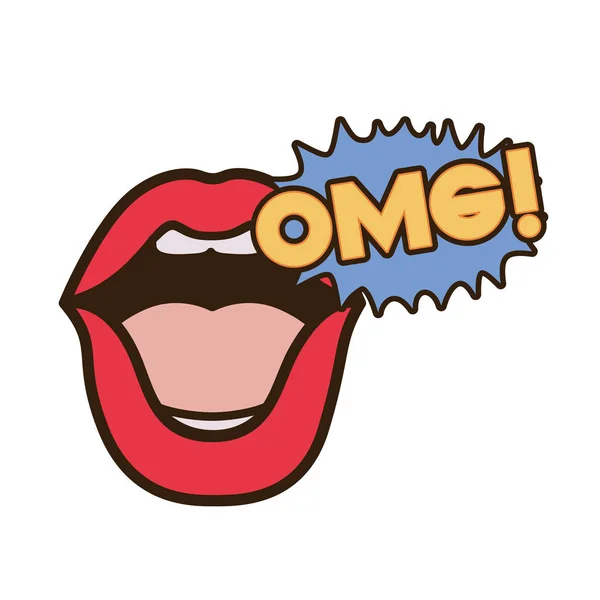 Lippen zeggen OMG avatar karakter — Stockvector