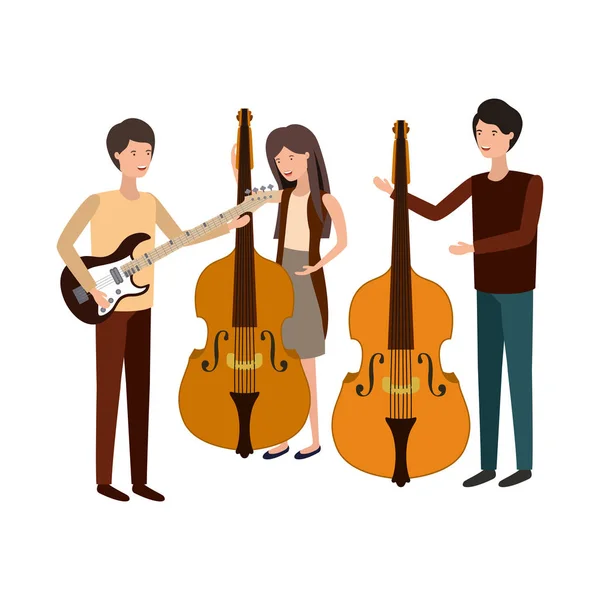 Grupa osób z instrumentami muzycznymi — Wektor stockowy