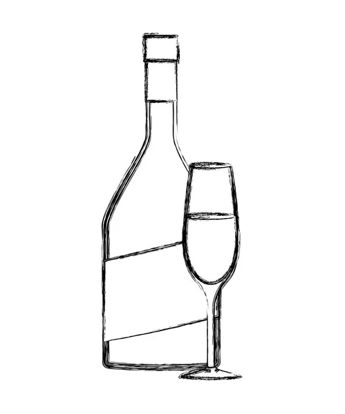 Vinný pohár a ikona láhve — Stockový vektor