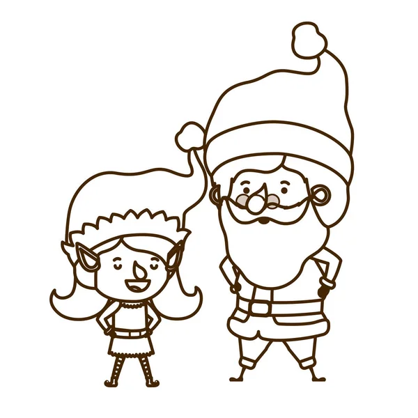 Babbo Natale con elfo donna commovente personaggio avatar — Vettoriale Stock