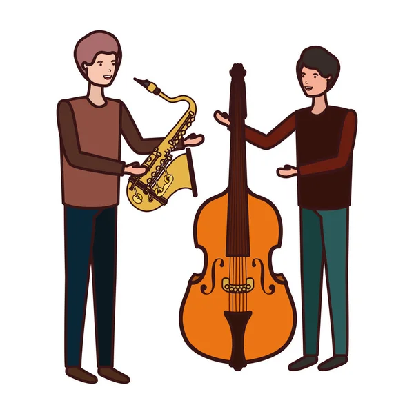 Чоловіки з музичними інструментами персонаж — стоковий вектор