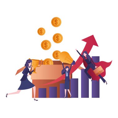 bar grafik avatar karakteri ile iş kadınları