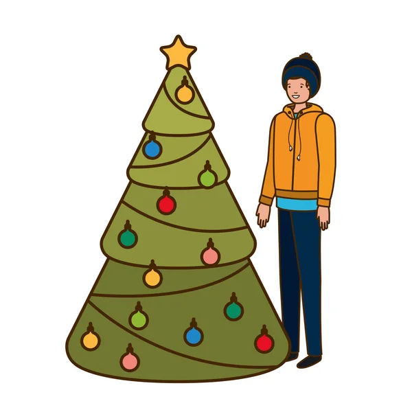 Man met kerstboom avatar karakter — Stockvector
