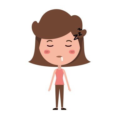 karikatür kadın uyku Kawaii karakter