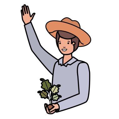 bitki avatar karakter ile genç adam