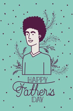 baba ve yapraklar bitki dekorasyon ile mutlu babalar gün kartı