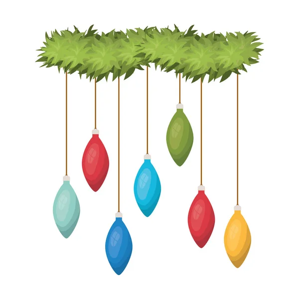 Guirlande avec boules de Noël icône isolée — Image vectorielle