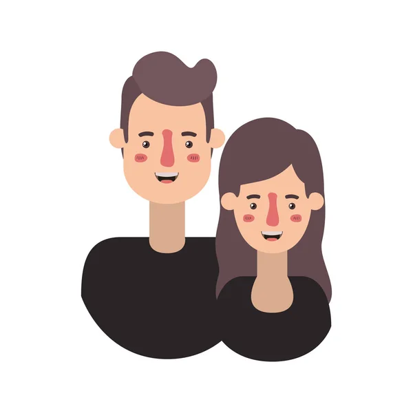 Ícones de personagens avatar casal — Vetor de Stock