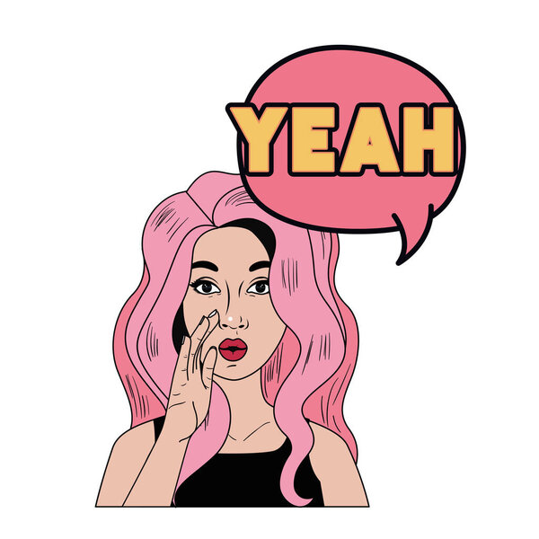 woman with speech bubble about comic